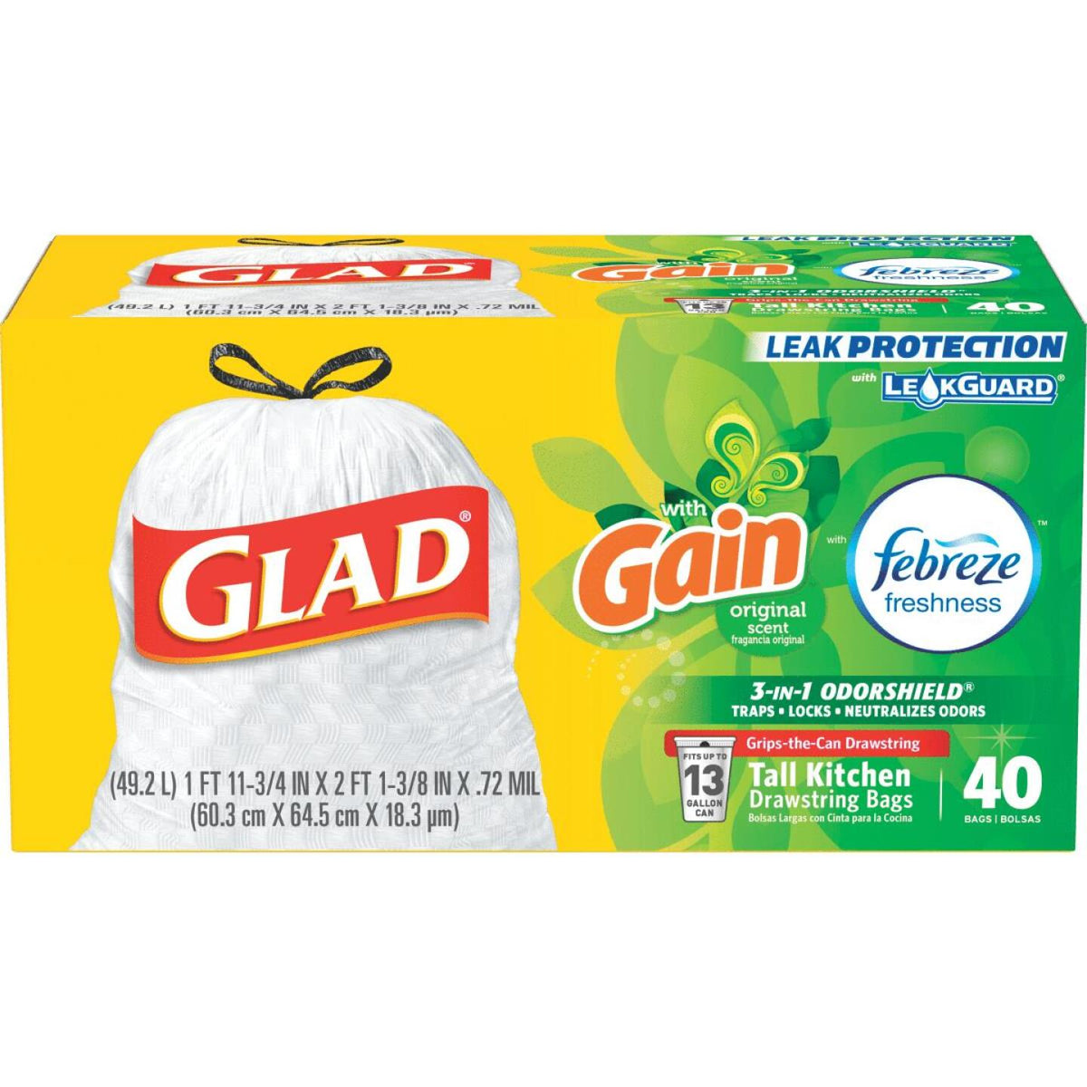 Glad 13 Gal. White Febreze Fresh LeakGuard Tall Kitchen Trash Bag  (40-Count) - Mt. Sinai, NY - Agway of Port Jefferson