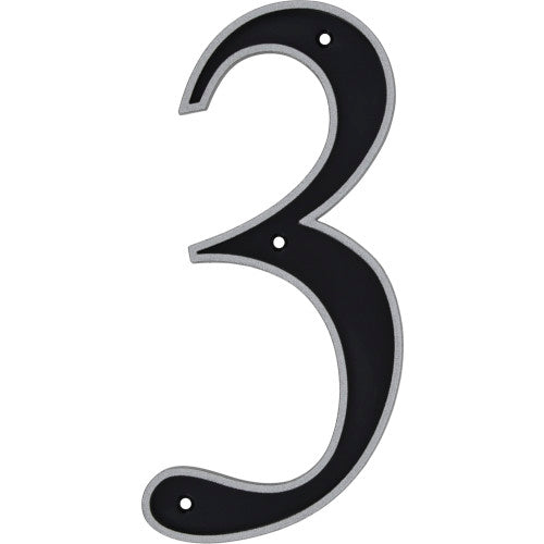 Hillman Black & Silver Reflective Plastic House Number 3