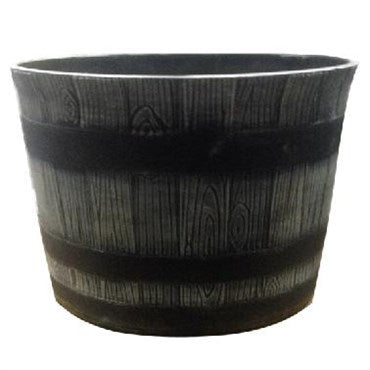 Gardener Select® Whiskey Barrel Planter - 14in Diam x 9.5in H - Barn Wood Grey with Black Bands