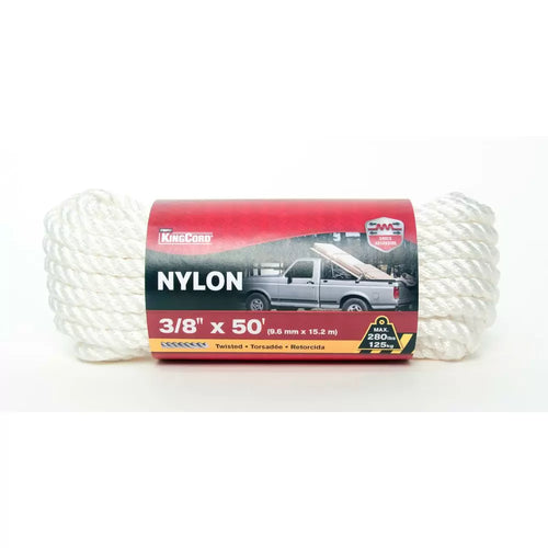 Mibro King Cord 3/8 x 50' Nylon Twisted Rope (White)