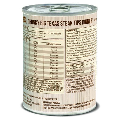 Merrick Grain Free Big Texas Steak Tips Dinner Canned Dog Food