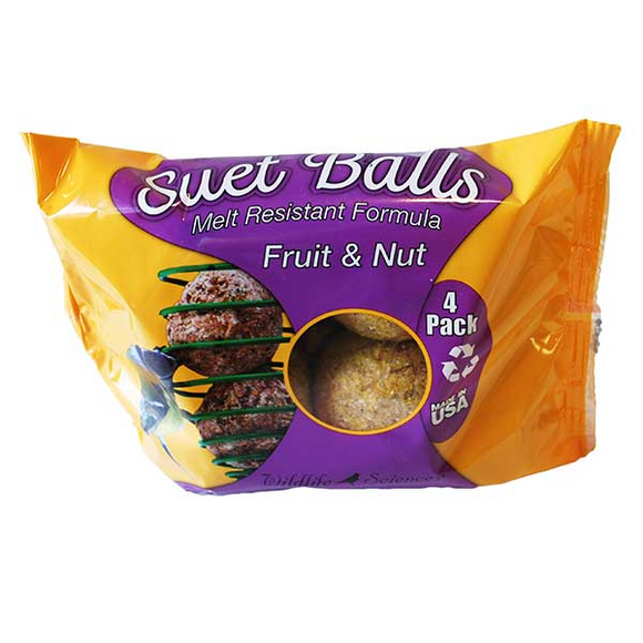 WILDLIFE SCIENCES SUET BALLS FRUIT & NUT 4 PK