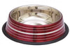 Indipets Colored Silver Strips Non Tip Anti Skid Dishes Merlot Red