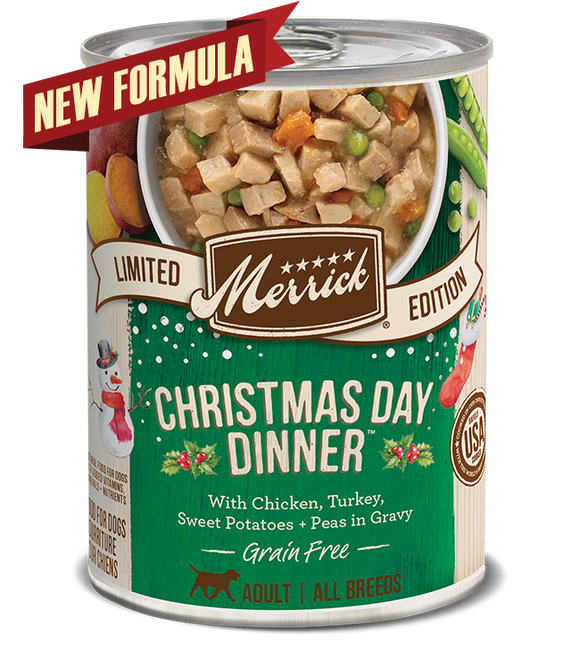 Merrick Pet Care Grain Free Christmas Day Dinner Seasonal Recipe in Gravy